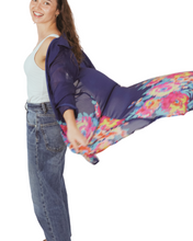 Load image into Gallery viewer, Blue Floral Kimono