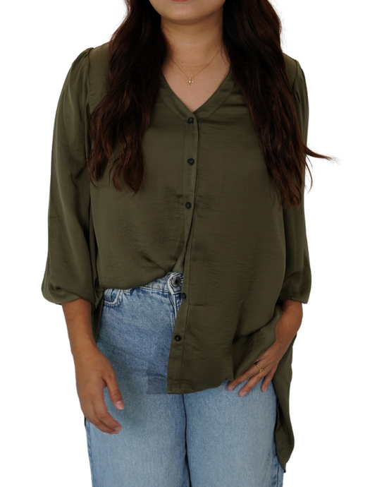Asymmetrical Longline Green Shirt