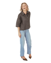 Load image into Gallery viewer, Boxy Button Up shirt (dark grey)