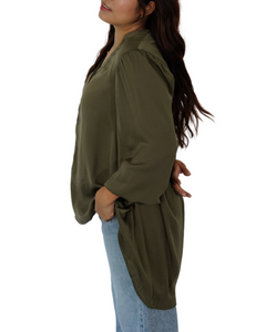 Asymmetrical Longline Green Shirt