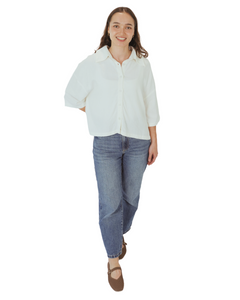 Boxy Button Up shirt (white)