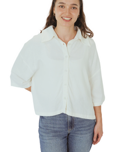 Boxy Button Up shirt (white)
