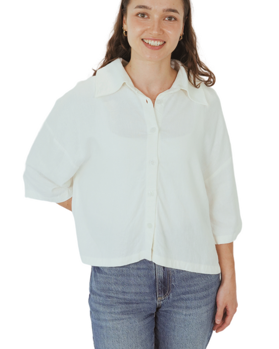 Boxy Button Up shirt (white)