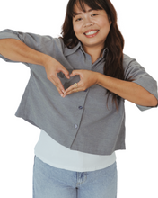 Load image into Gallery viewer, Boxy Button Up shirt (soft denim grey)