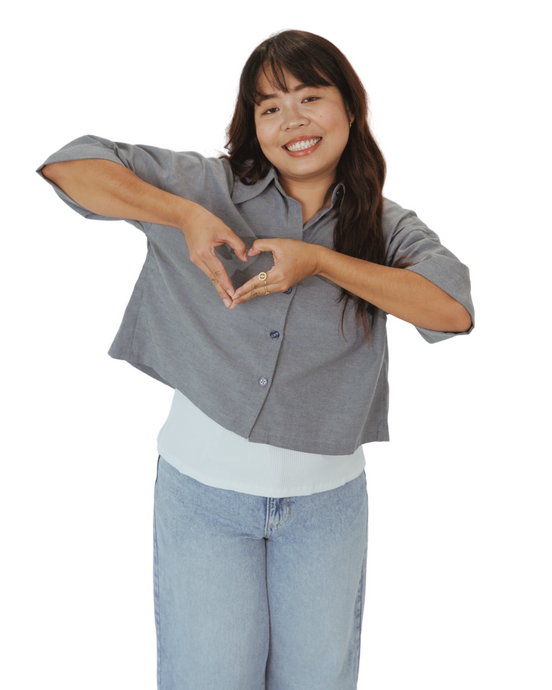 Boxy Button Up shirt (soft denim grey)