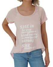 Load image into Gallery viewer, She is Soft Pink Tee (Bubble print)