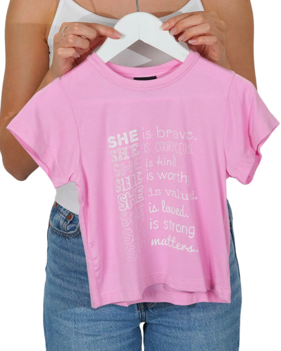 Kids Tee - SHE is (Pink)