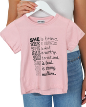 Load image into Gallery viewer, Kids Tee - SHE is (Soft pink)