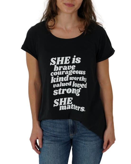 She is Black Tee (Bubble print)