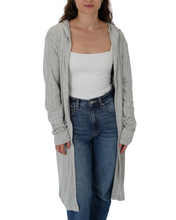 Load image into Gallery viewer, Longline Hooded Cardigan – Light Grey
