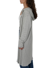 Load image into Gallery viewer, Longline Hooded Cardigan – Light Grey