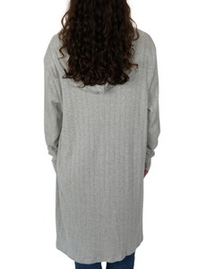 Longline Hooded Cardigan – Light Grey