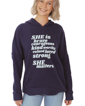 Load image into Gallery viewer, SHE Matters Hoodie (Navy)