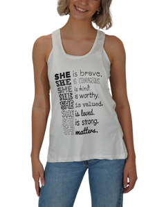"SHE is" backless top (white)